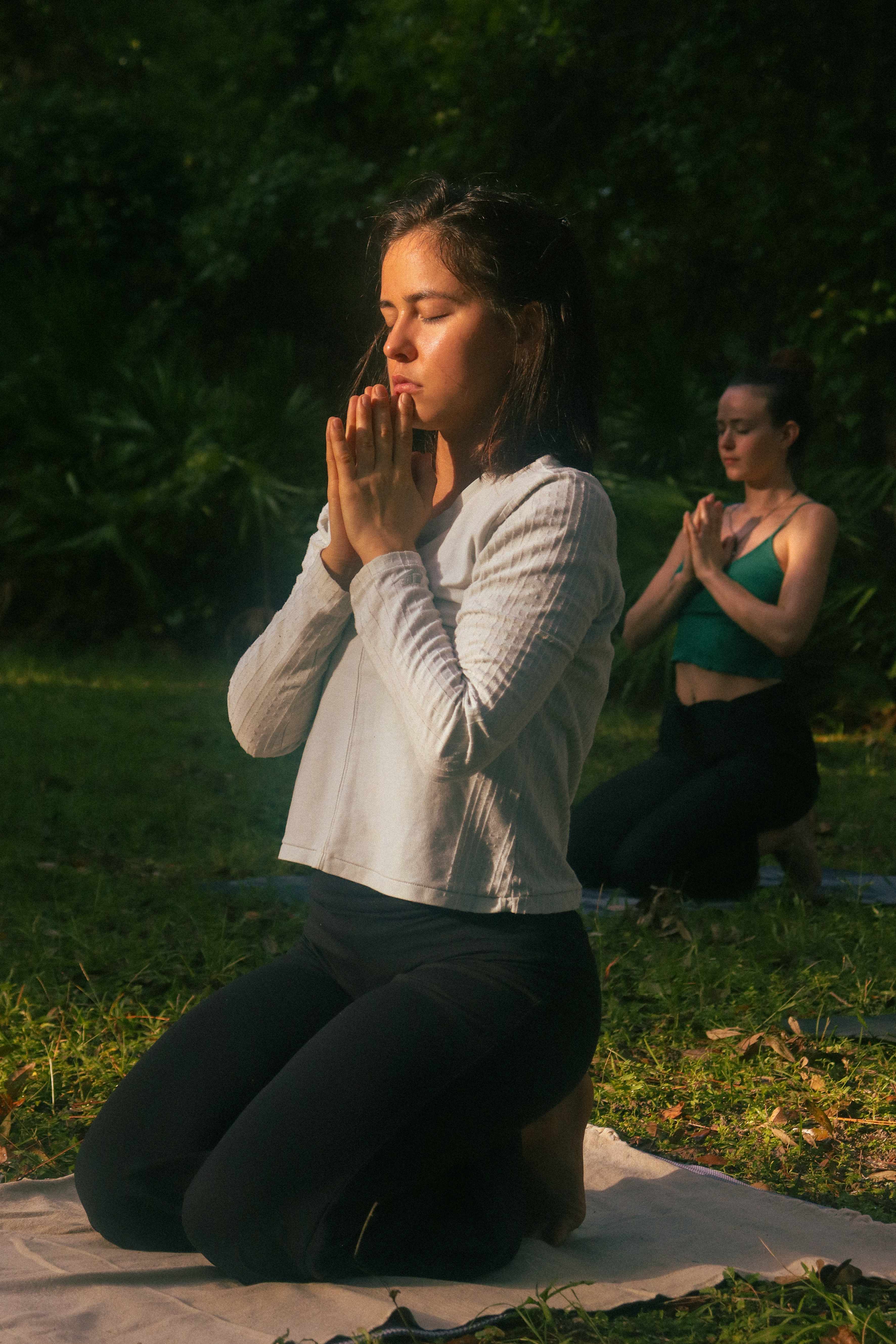 Evening meditation practice in sacred circle